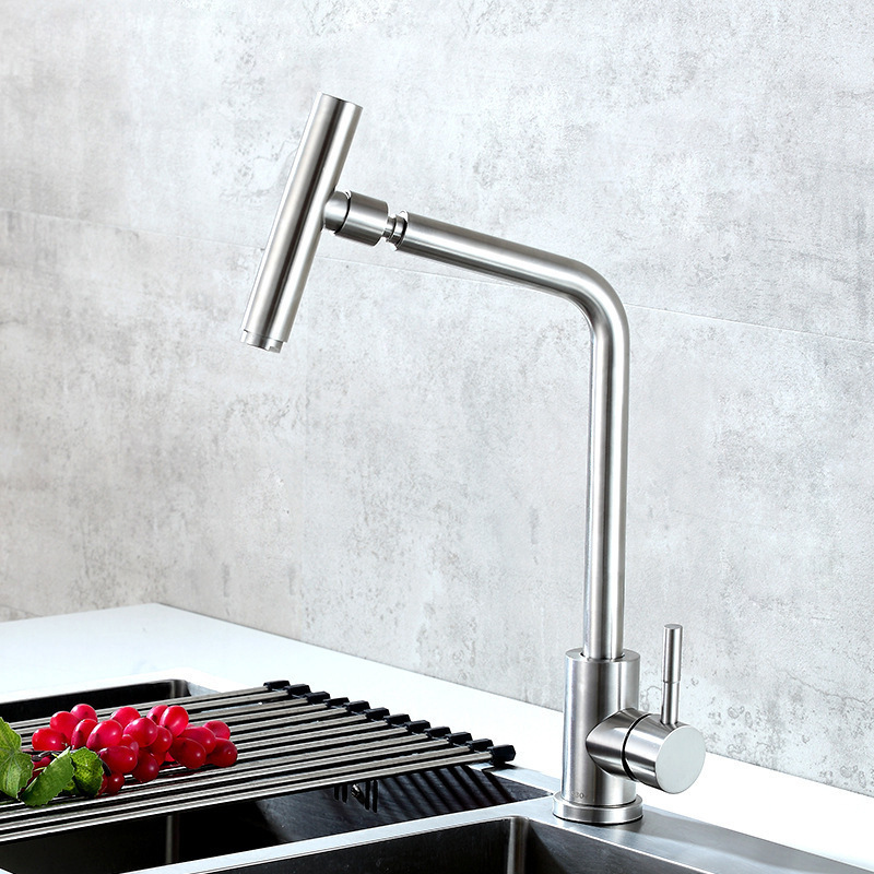 Industrial Brushed Stainless Steel Kitchen Faucet With Special Sprayer Single Handle Deck Mounted Taps