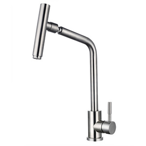 Industrial Brushed Stainless Steel Kitchen Faucet With Special Sprayer Single Handle Deck Mounted Taps