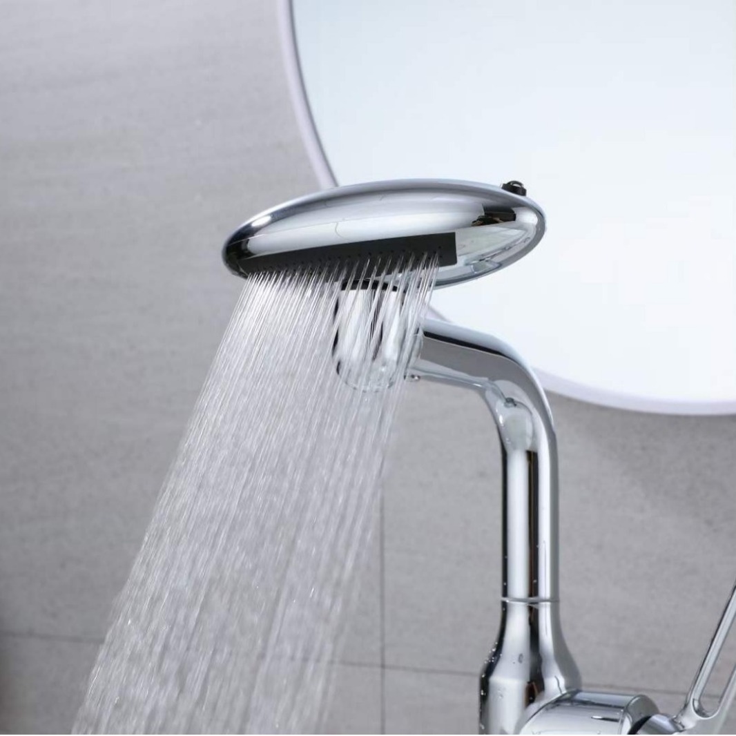 Latest Designer Silver Deck Mounted Bathroom Hot and Cold Taps Dual Mode Waterfall Faucet Universal Mixer Faucet