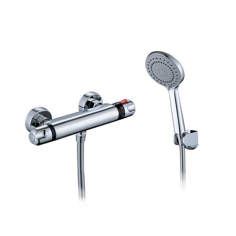 Modern Chrome Thermostatic Shower Faucet Set Wall Mount Hot And Cold ...