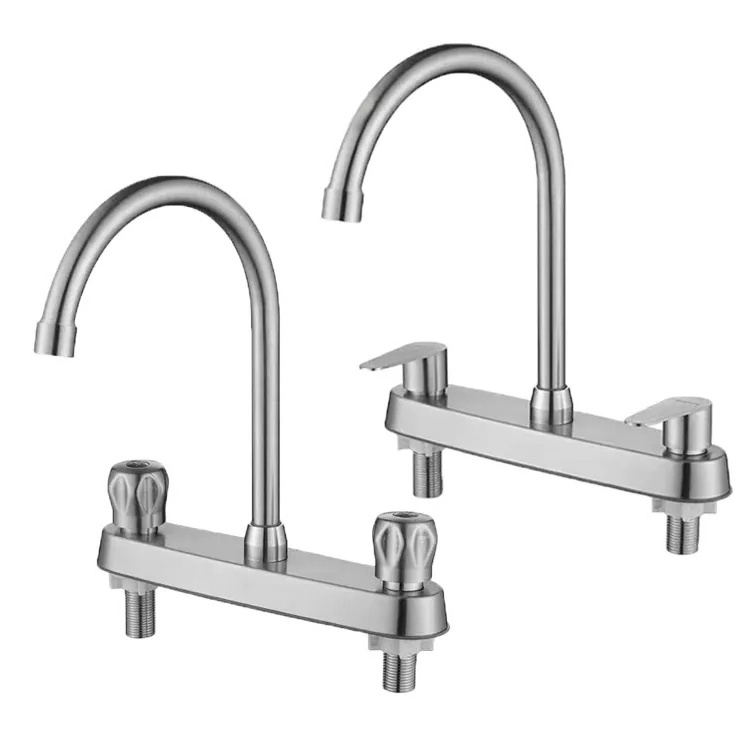 8 Inch Sink Kitchen Faucet And Kitchen Faucet 304  Stainless Steel With 2 Double Handle Grifo De Cocina