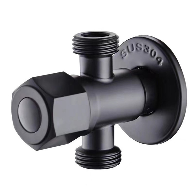 Matte Black Shower Faucet Accessories Shower Stainless Steel Diverter Valve With 3-way Three-way Connector