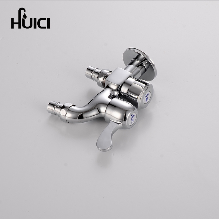 Southeast Asia hot - selling wall - mounted polishing and chrome double - handle zinc faucet two ways washing machine tap