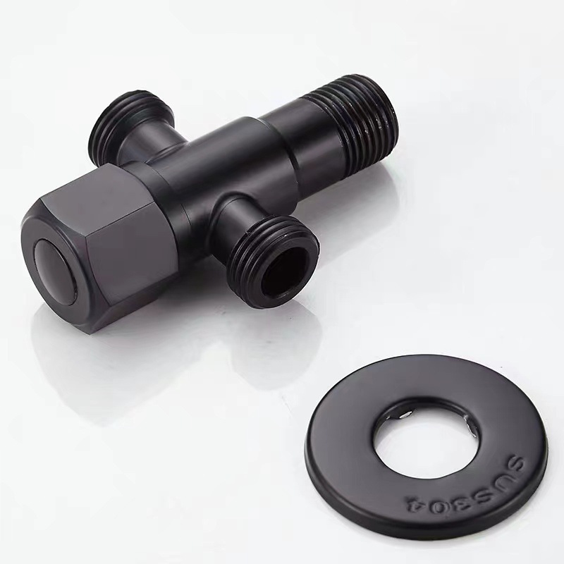 Matte Black Shower Faucet Accessories Shower Stainless Steel Diverter Valve With 3-way Three-way Connector