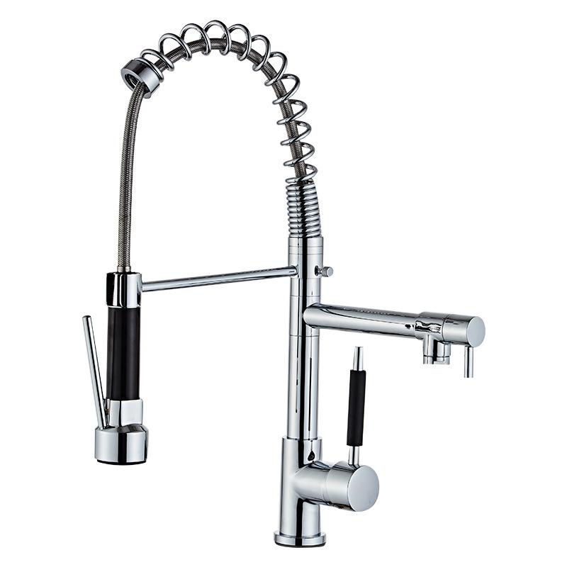 Commercial Style Sturdy Spring Single Handle Pull Down Kitchen Sink Faucet with Sprayer, Pull Out Kitchen Faucet