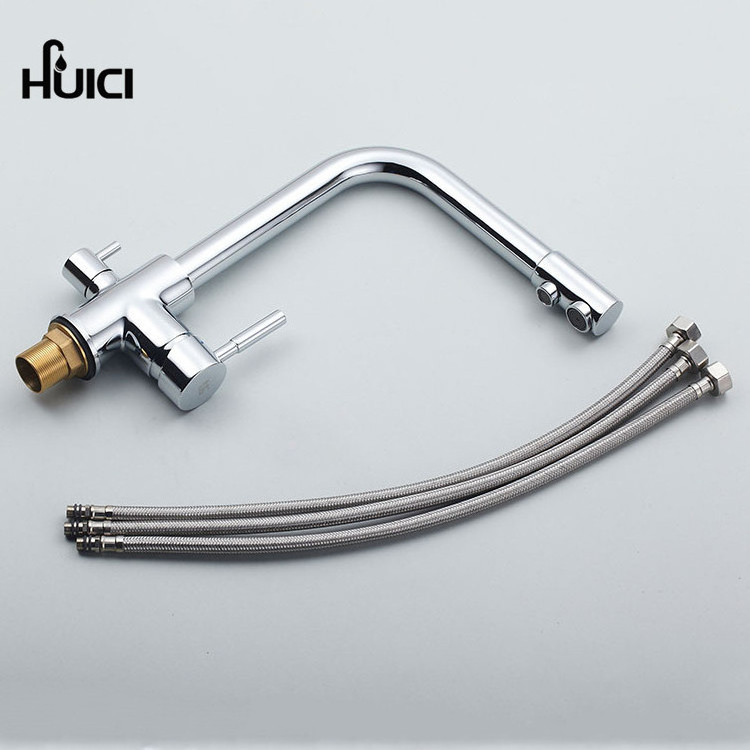 Brass Single Handle European Mix cold and hot water single kitchen water  Gold 3 Way Kitchen Faucet