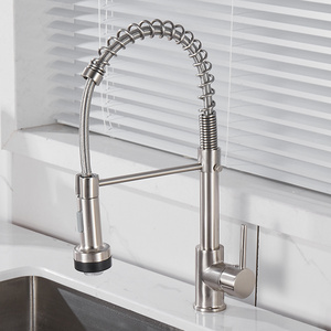 American Spring Stainless  with Pull Down Sprayer Deck Mounted Single Handle Single Lever Brass Body Pull Out Kitchen Faucet