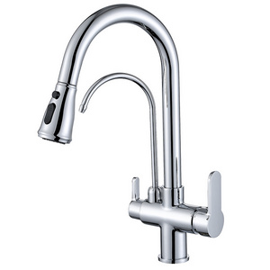 Modern 3 three way faucet 304 deck mounted water filter kitchen tap hot and cold faucet purified water kitchen mixer