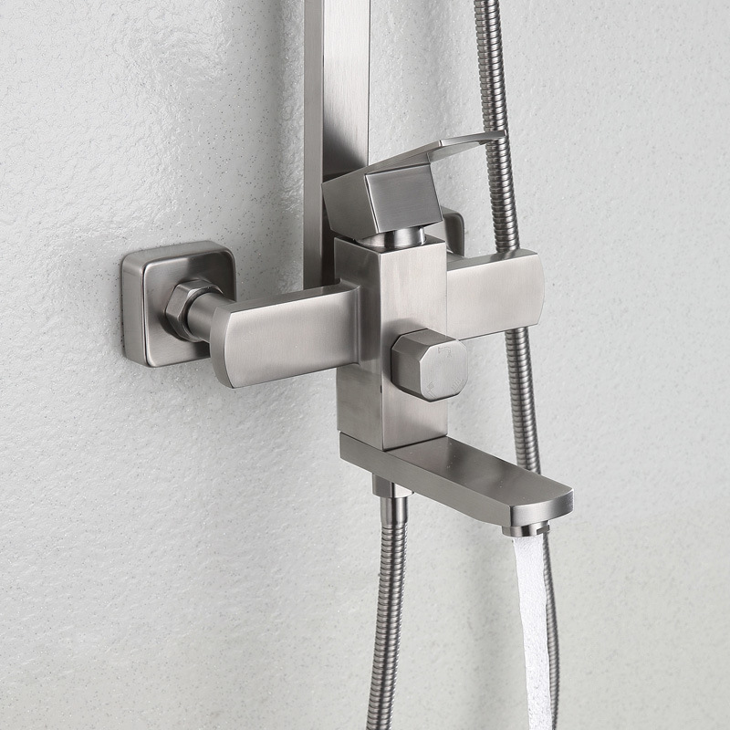 Rainfall wall mounted top shower and hand shower set 304 Stainless Steel Wall-mount Bath Tub Rain-style Shower Faucet