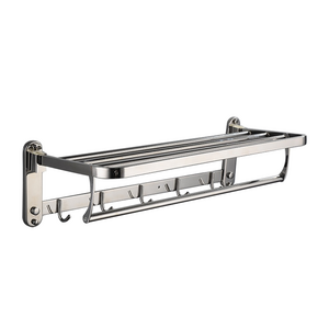 Hot Sale Bath fittings 304 stainless steel wall mounted bathroom towel holder racks with hooks