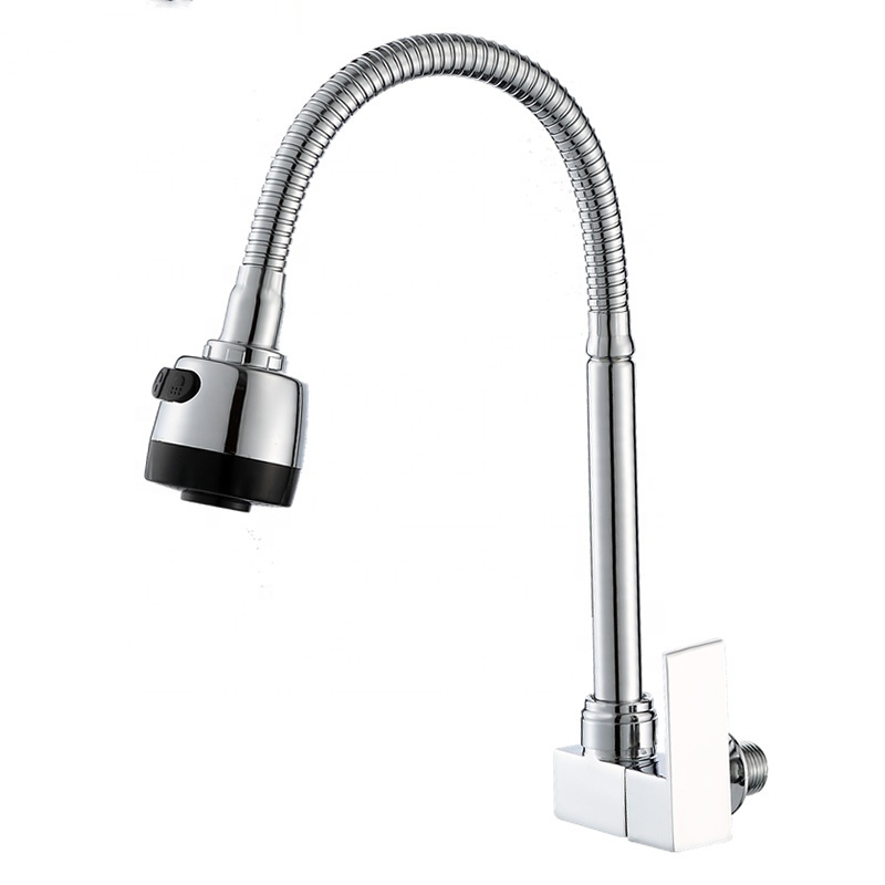 Wall mounting Polished sink faucet kitchen black flexible hose for kitchen faucet