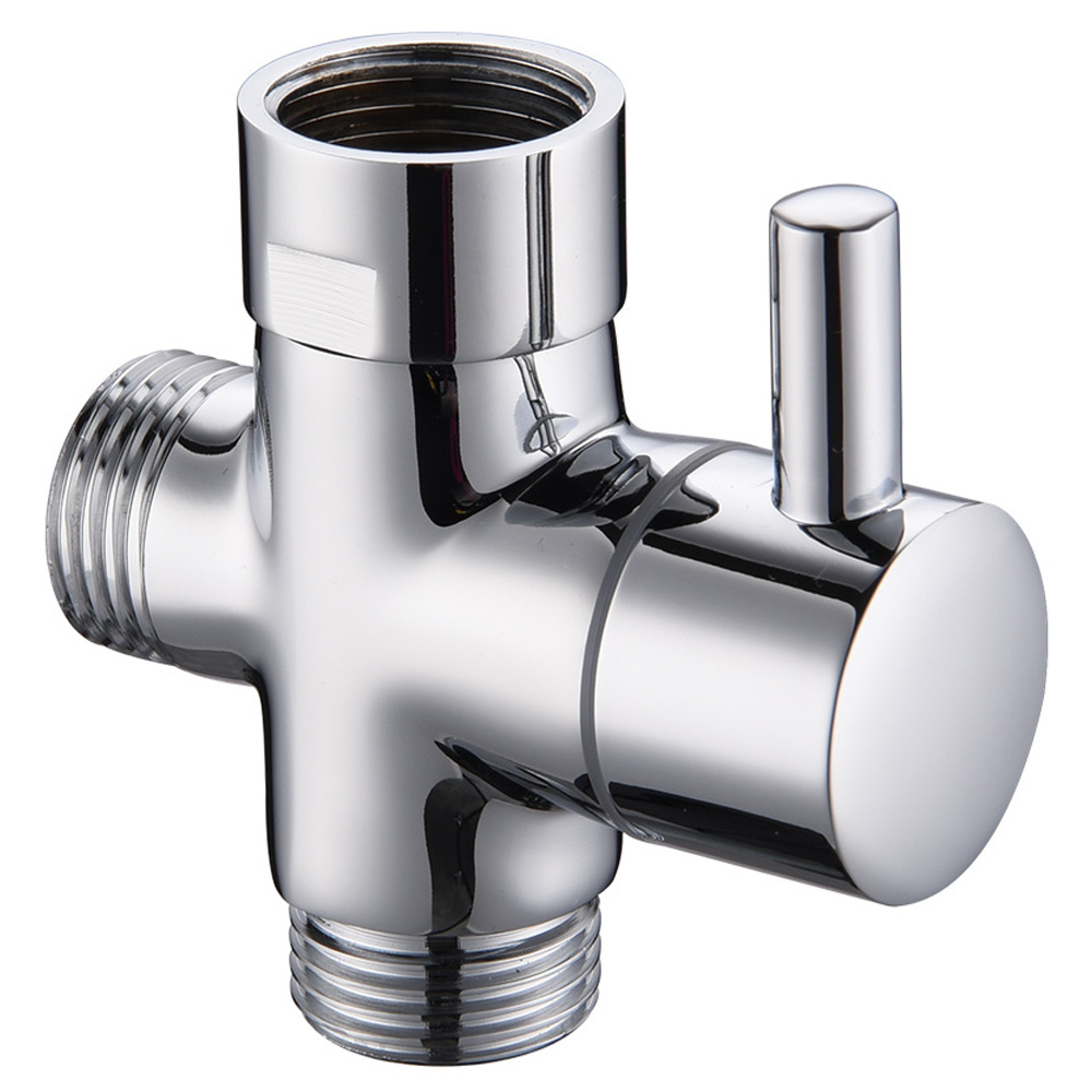 Brass Bidet T Valve 3 Way Shower Water Diverter Valve Bathroom Accessories Toilet Bidet T- Adapter Valve Chrome Finish