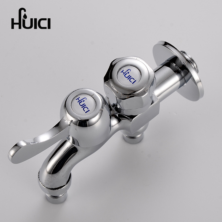 Southeast Asia hot - selling wall - mounted polishing and chrome double - handle zinc faucet two ways washing machine tap