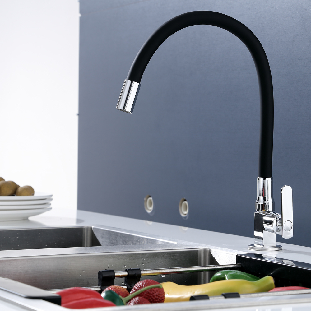 Single Cold Kitchen Faucet Flexible Hose  Silicone Tube Kitchen Faucet Zinc Pull Water Tap