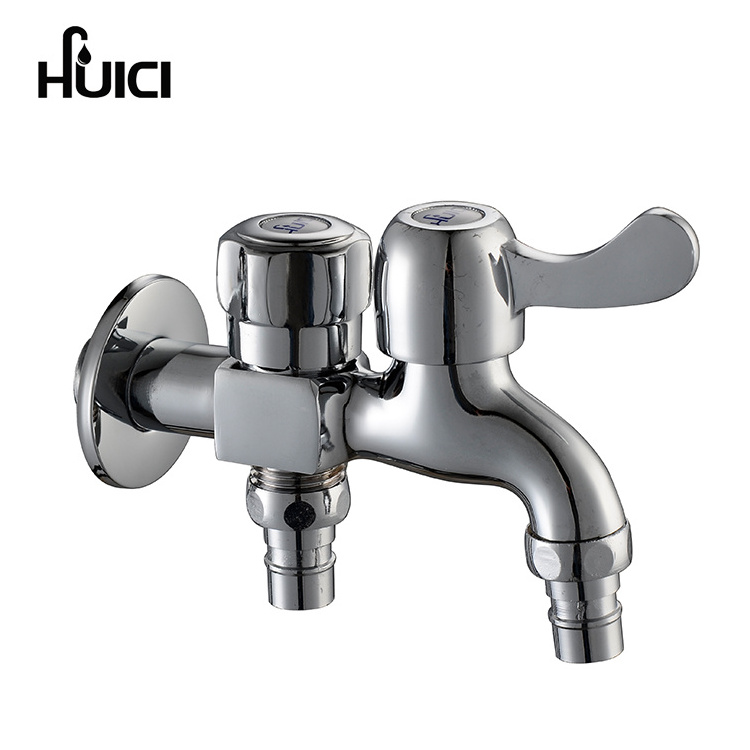 Southeast Asia hot - selling wall - mounted polishing and chrome double - handle zinc faucet two ways washing machine tap