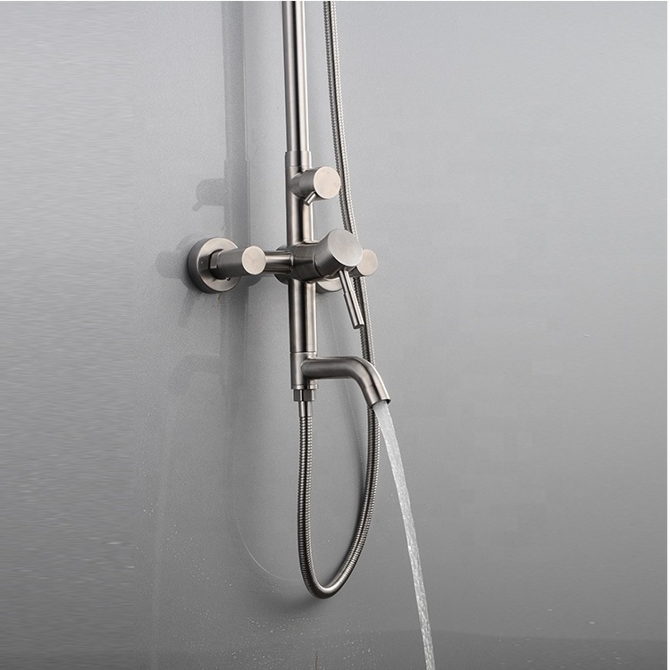 Luxury 3 ways 304SS Shower Sets Bathroom Wall Mounted Stainless Steel Lotus Faucet   stainless steel bathroom shower faucet