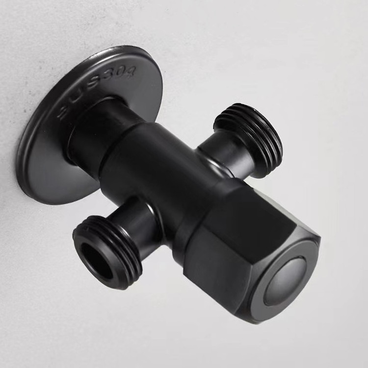 Matte Black Shower Faucet Accessories Shower Stainless Steel Diverter Valve With 3-way Three-way Connector