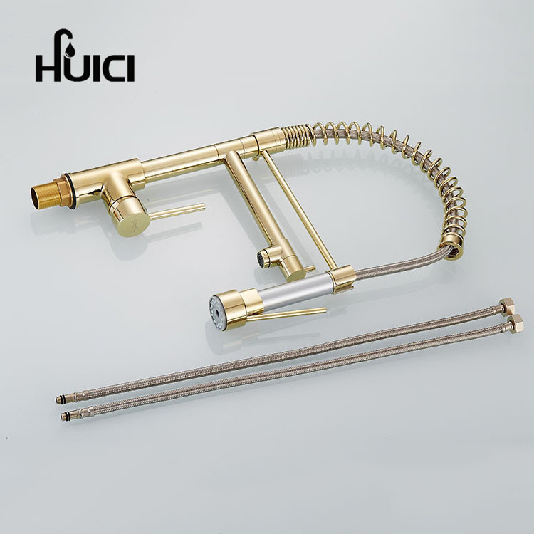 Deck mounted 3 way kitchen faucet gold sink mixer tap pull down kitchen faucet upc 61-9 nsf kitchen faucet