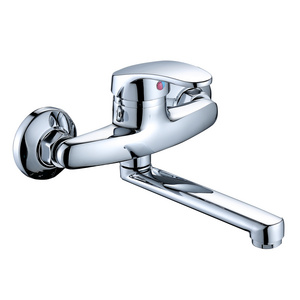 High quality zinc alloy Kitchen wall mount washroom faucet 2 holes 360 rotation cold hot water tap