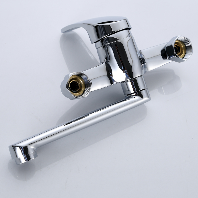 High quality zinc alloy Kitchen wall mount washroom faucet 2 holes 360 rotation cold hot water tap