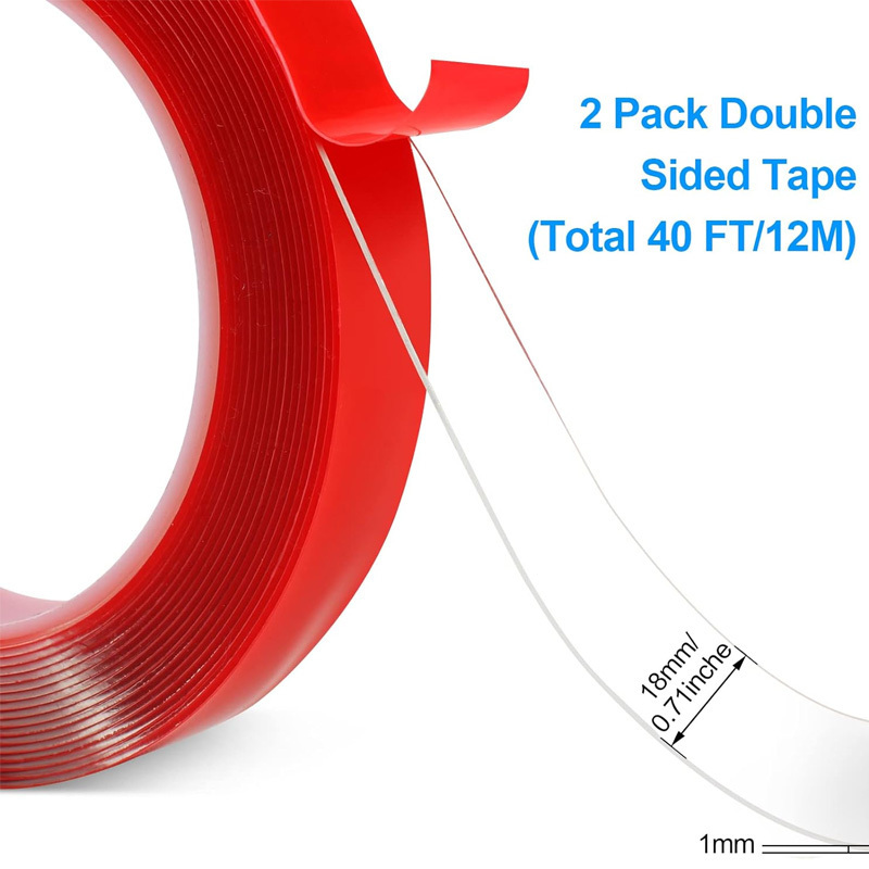 Removeable Foam Red Color Clear Side Outdoor Mounting 0.8mm acrylic double sided foam tape