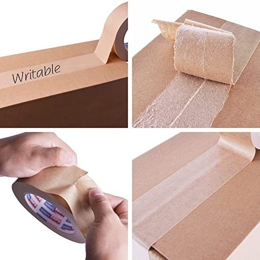 Paper Hot Melt Self Adhesive Packing Custom Craft Sticker 135MIC Brown Writable Kraft Tape