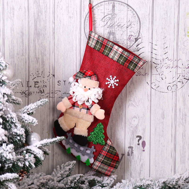 Christmas Stockings Xmas Tree Hanging Santa Snowman Pendant Classic Stocking Decorations for Christmas Decorations Supplies