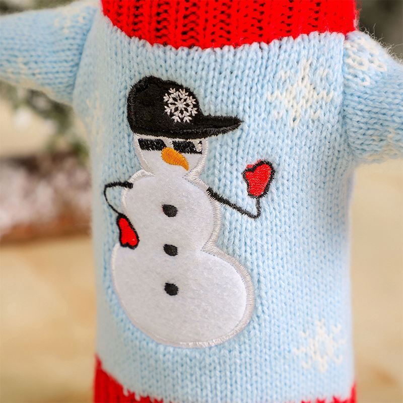 New Arrival Christmas Cute Sweater Knitting Garland Bell Red Wine Bottle Cover For Home Table Xmas Party Decoration