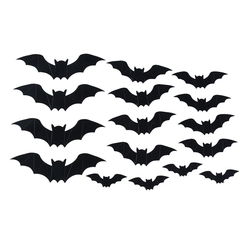 Wholesale Halloween Decoration 2023 3D PVC Black Bat Sticker For Wall Window  Halloween Party Supplies