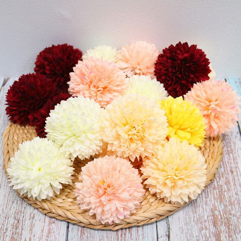 New Style 8cm Single Artificial Silk Flowers Dandelion Hydrangea Artificial Flower Heads Silk Flowers Real Touch