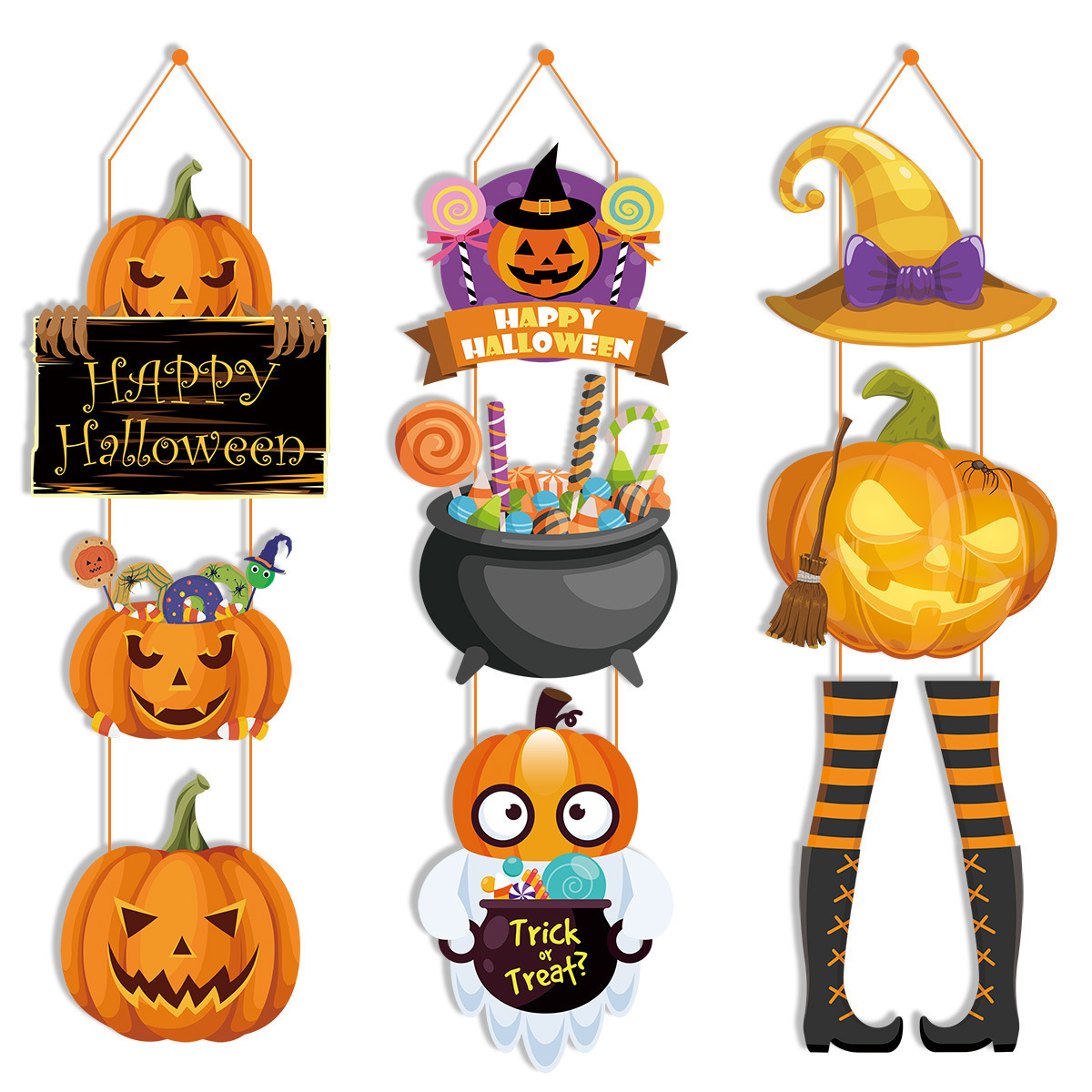 Huiran Halloween Decorations Outdoor Indoor Trick Or Treat Hanging Halloween paper card Clearance Signs for Home Decor