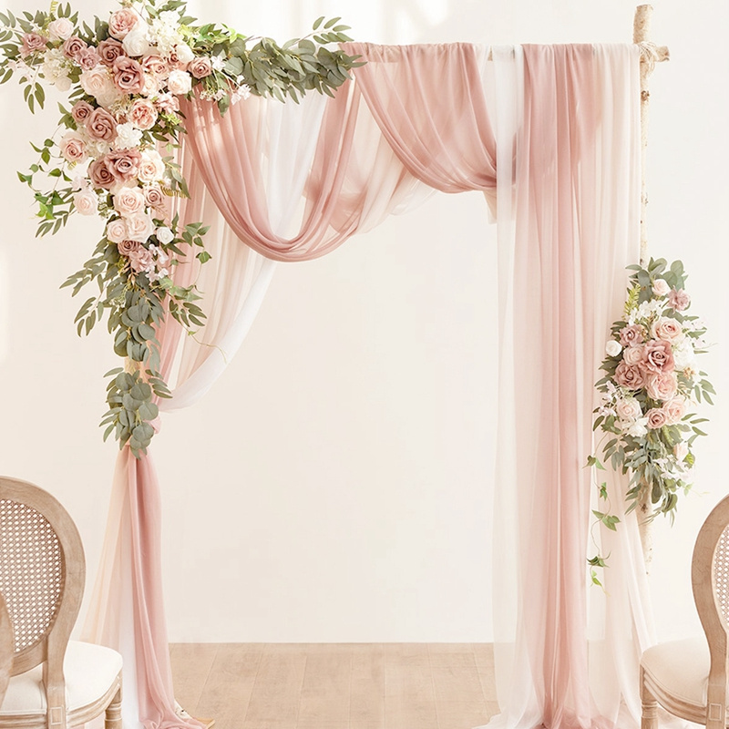 Huiran Wedding Arch Fabric Drape Sheer Backdrop Curtain Chiffon Fabric for Party Stage Reception Table Cloth Runner Decorations