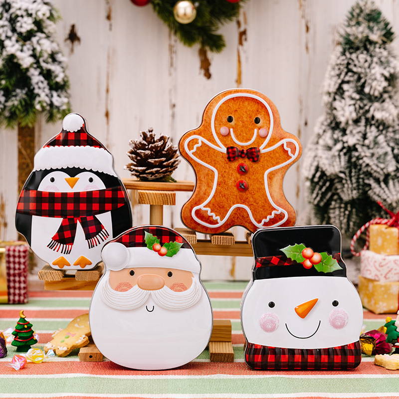 Xmas Santa Christmas Mailbox Shape Tinplate Candy Box Tin Mailbox Storage Cookies Tin Cans Christmas Decoration Supplies Gifts