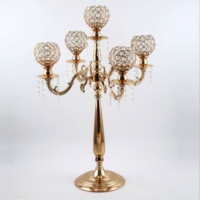 80CM Candlestick 5 Arm Candle Holder Tall Crystal Wedding Candelabra Table Centerpiece Wedding Centerpieces