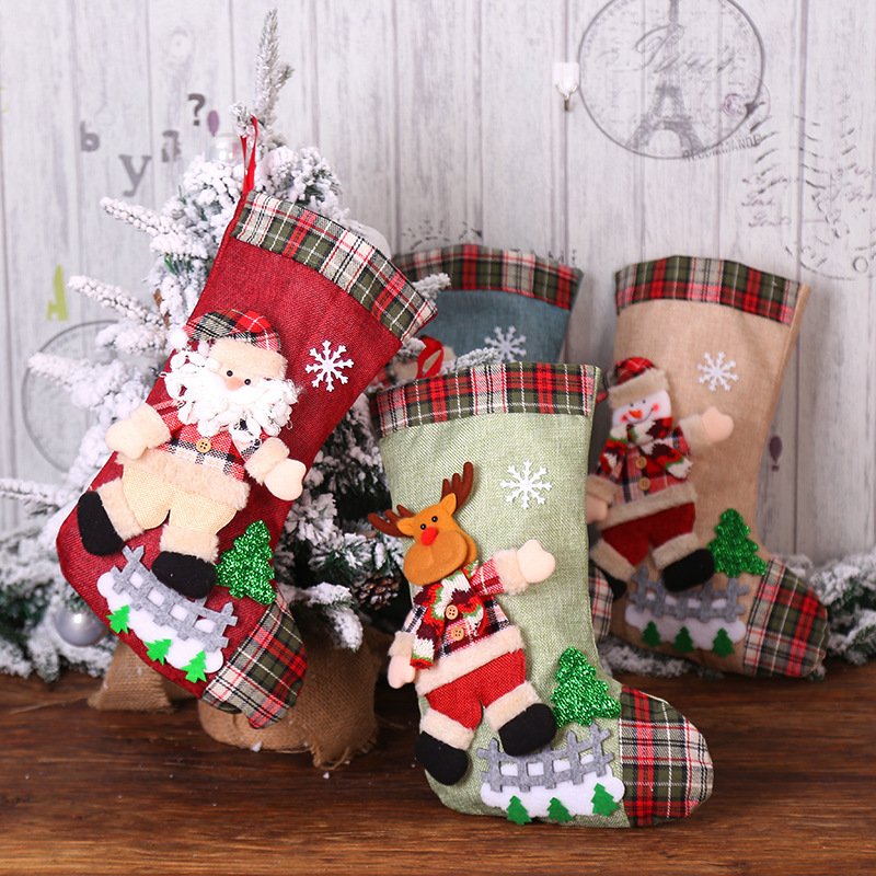 Christmas Stockings Xmas Tree Hanging Santa Snowman Pendant Classic Stocking Decorations for Christmas Decorations Supplies