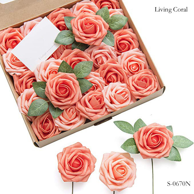 Hot Sale Roses Artificial Flowers 25pcs Realistic Blush Heirloom Artificia Roses with Stem for DIY Wedding Bouquets Centerpieces