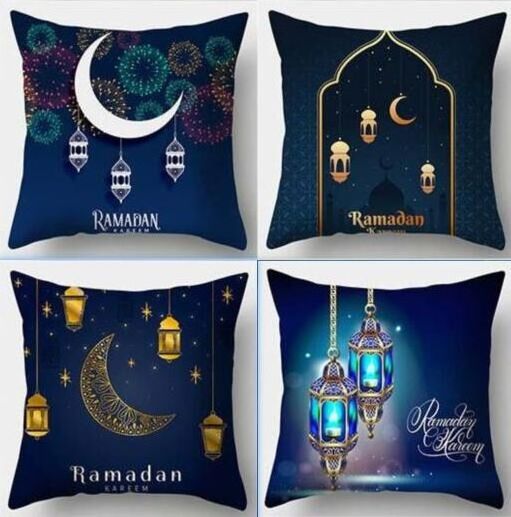 Eid Pillow Cover 4pcs/set Cushion Covers Square Gold Moon Star Pillowcase for Sofa Bed Couch Throw Cushion Covers Ramadan