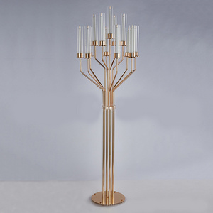 Gold 13 Head Candle Holder Wedding Table Centerpiece Acrylic Glass Candle Holder Candlestick Holder For Home Decor