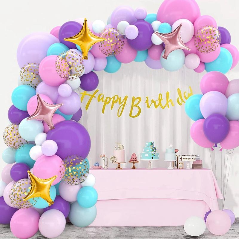 Macaron purple pink Latex balloon arch kits Happy Birthday balloons party decorations Wedding Baby Shower Balloons Garland Kit