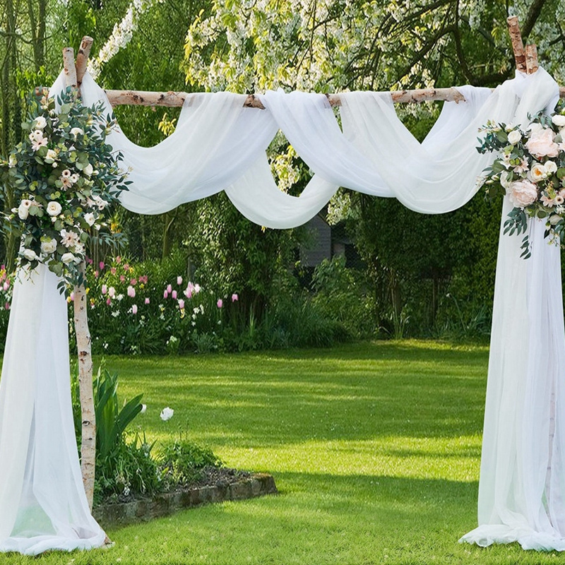 Huiran Wedding Arch Fabric Drape Sheer Backdrop Curtain Chiffon Fabric for Party Stage Reception Table Cloth Runner Decorations