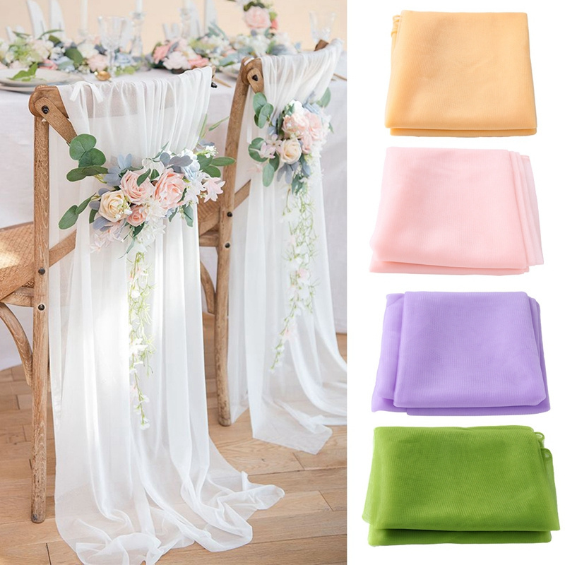 Huiran Wedding Arch Fabric Drape Sheer Backdrop Curtain Chiffon Fabric for Party Stage Reception Table Cloth Runner Decorations