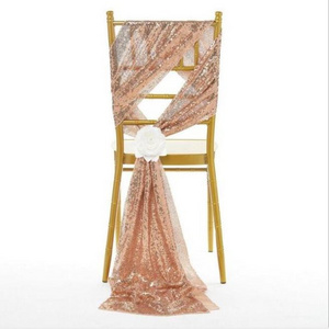 Luxury Rose Gold Chair Sashes Sequin Chair Sashes for Wedding