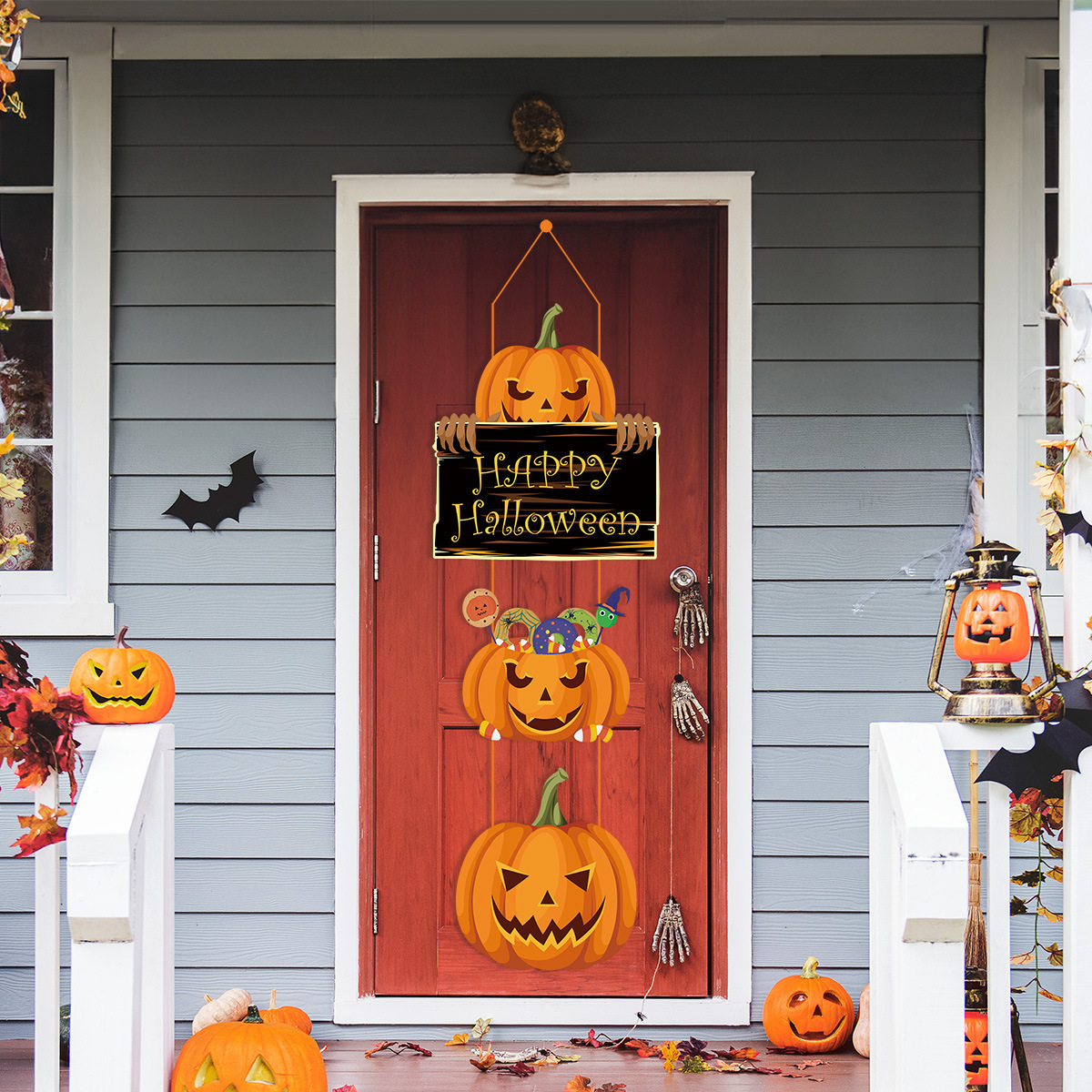 Huiran Halloween Decorations Outdoor Indoor Trick Or Treat Hanging Halloween paper card Clearance Signs for Home Decor