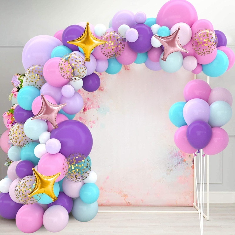 Macaron purple pink Latex balloon arch kits Happy Birthday balloons party decorations Wedding Baby Shower Balloons Garland Kit