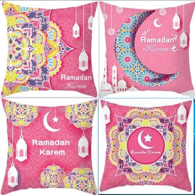 Eid Pillow Cover 4pcs/set Cushion Covers Square Gold Moon Star Pillowcase for Sofa Bed Couch Throw Cushion Covers Ramadan