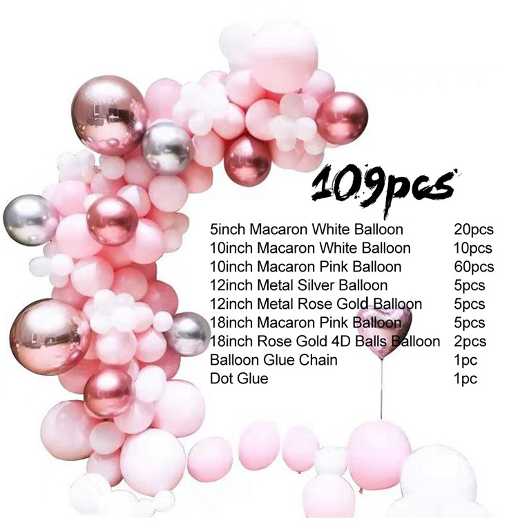 DIY Balloon Garland Kit Balloon Arch Party Supplies Decorations Pink  Rose Gold Confetti Balloons Golden Ballons