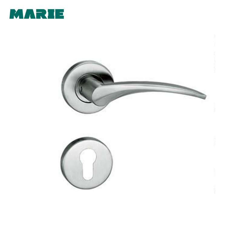 Modern solid lever silver pull door handle in stainless steel material