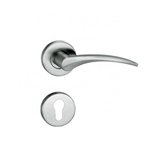 Modern solid lever silver pull door handle in stainless steel material