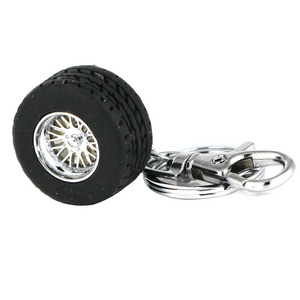 Promotional Custom Logo Silicone Tire Key Ring Rubber Tyre Shape Keychain Car Wheel Tire Keychains