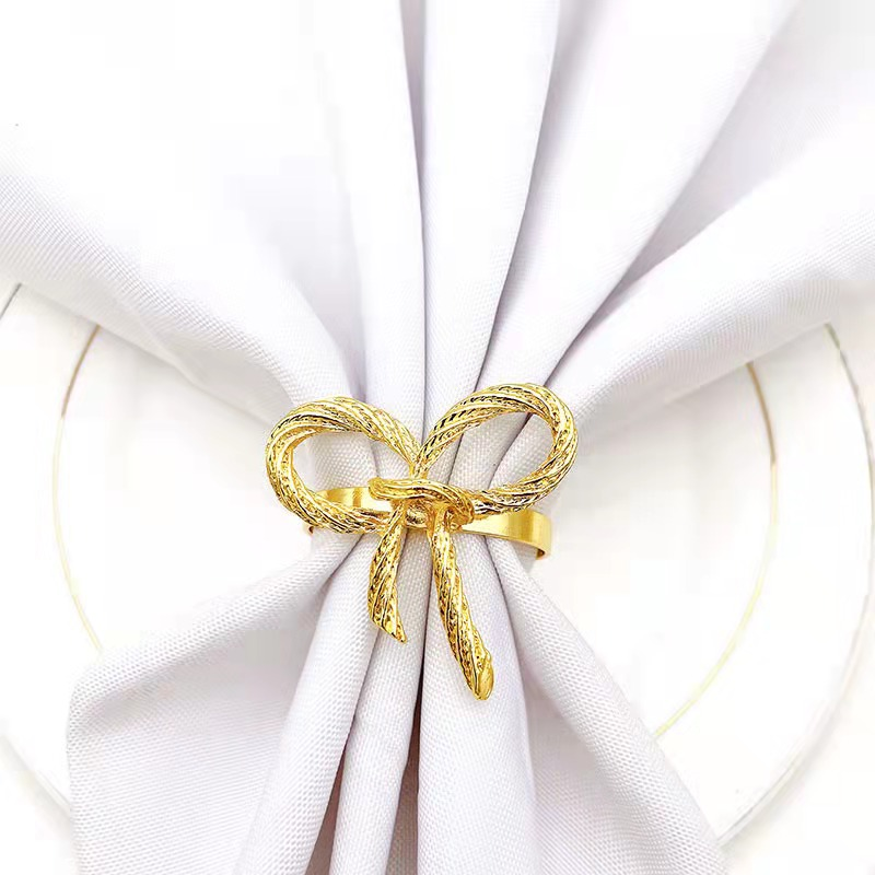 Western Style Metal Dinner Napkin Ring Christmas Wedding Luxury Table Decoration Rose Gold Butterfly Bow Napkin Rings